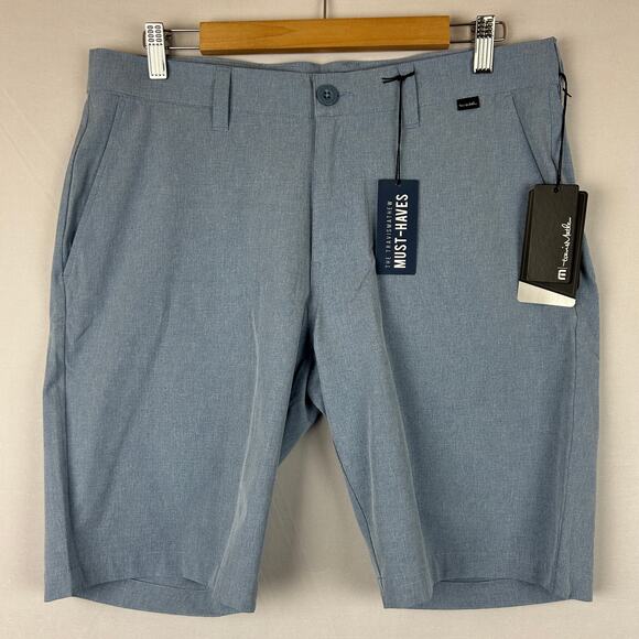 Travis Mathew Beck Shorts Blue 10" Inseam Golf Tennis Chino 1MM208 Men's Size 33 - Picture 1 of 9